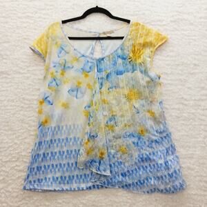 Blouse Size XL Cottagecore Whimsycore Bloomcore Going Out Top Fairy Yellow Blue